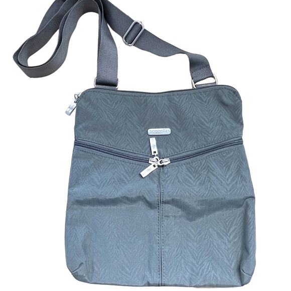 Baggallini Handbags - Baggallini Horizon Grey Zebra Print Crossbody Travel Purse Handbag